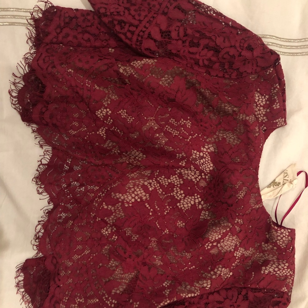 Red Lace Crop Top with Skirt